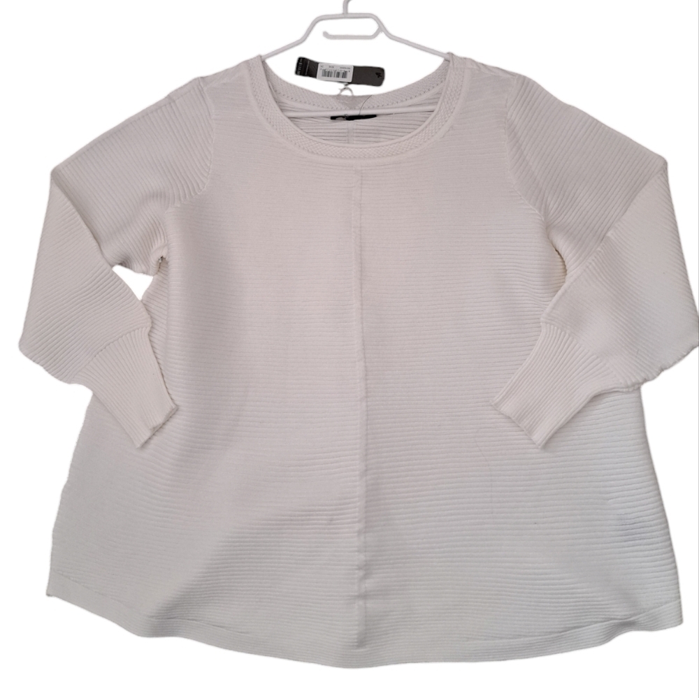 CYRUS plus ribbed tunic top sweater bone shade coastal minimalist comfort 2X